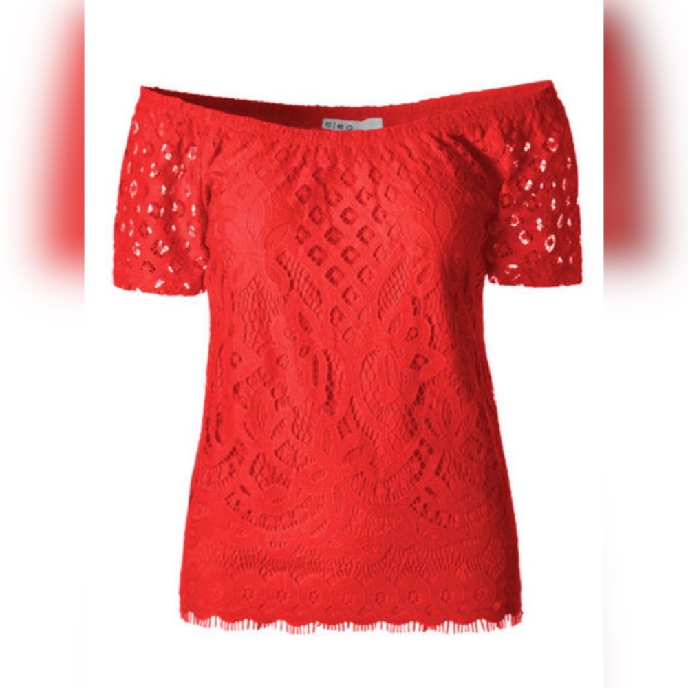 Coral Lace Overlay Top